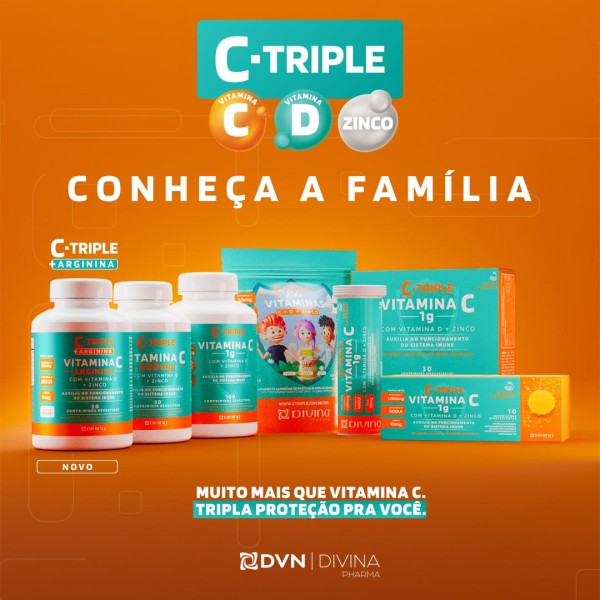 Encontraproduto.com.br - Vitamina C Triple 500mg Com Vitamina D + Zinco Com 100 Comprimidos Divina