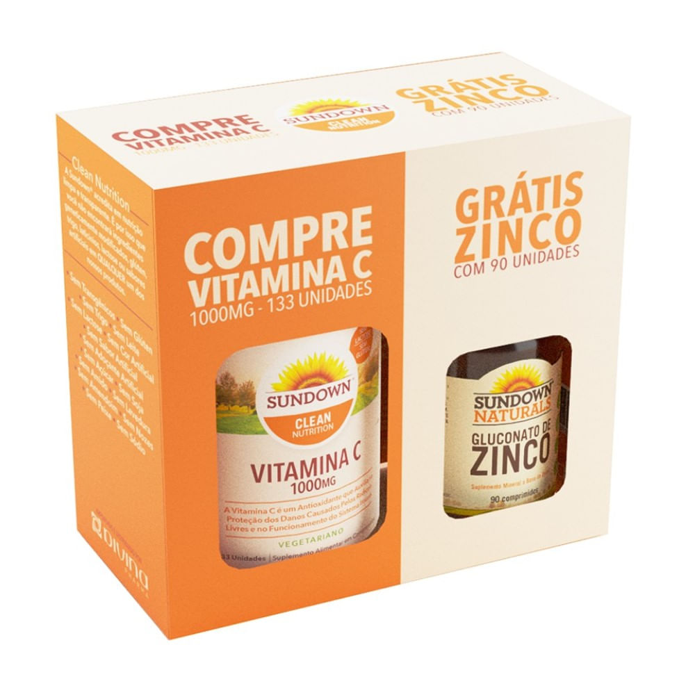 Sundown Vitamina C 1000mg 133 Unidades + Gluconato De Zinco 90 Unidades