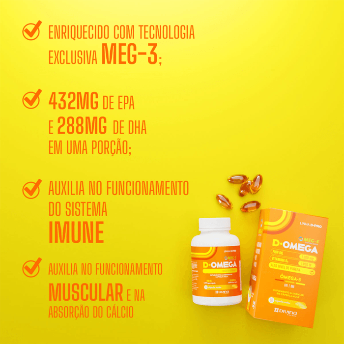 Suplemento Vitamínico D-Ômega D.Pró Divina Pharma 120 Cápsulas