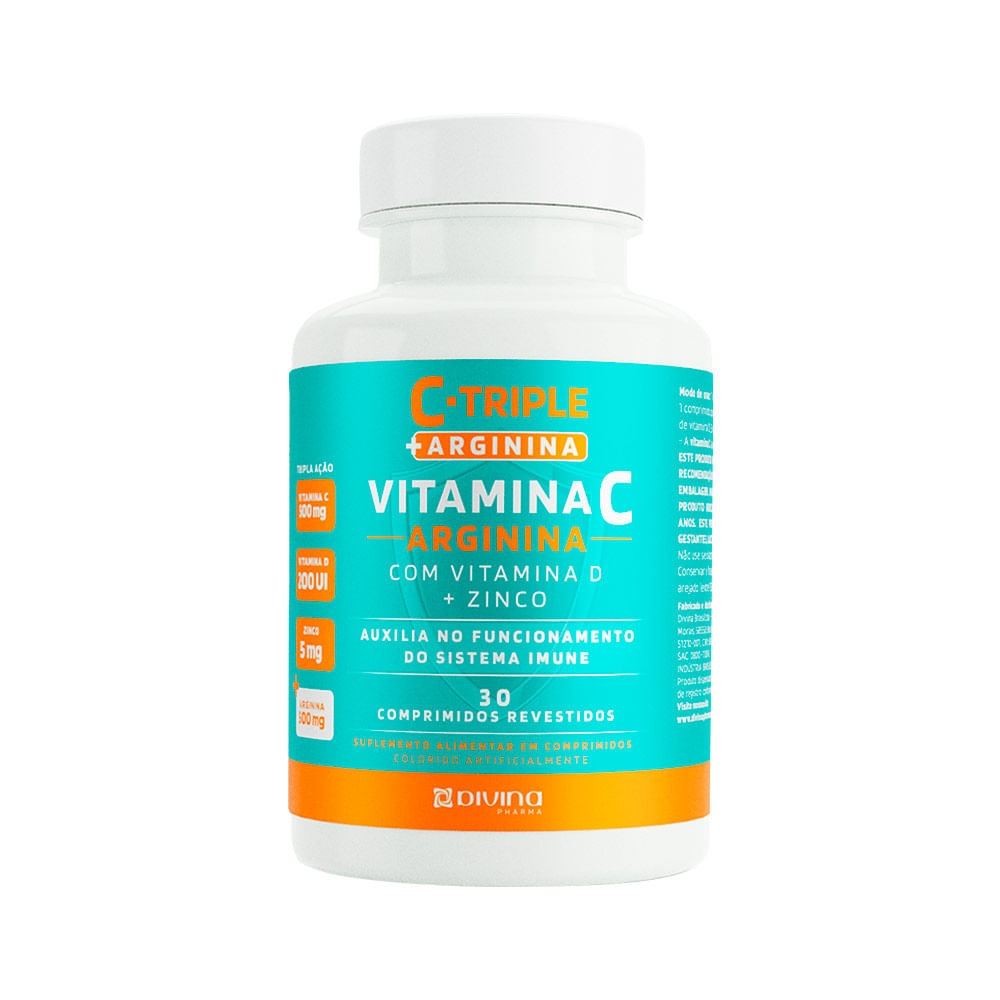 C-triple Arginina Com Vitamina C + Vitamina D + Zinco Com 30 Comprimidos