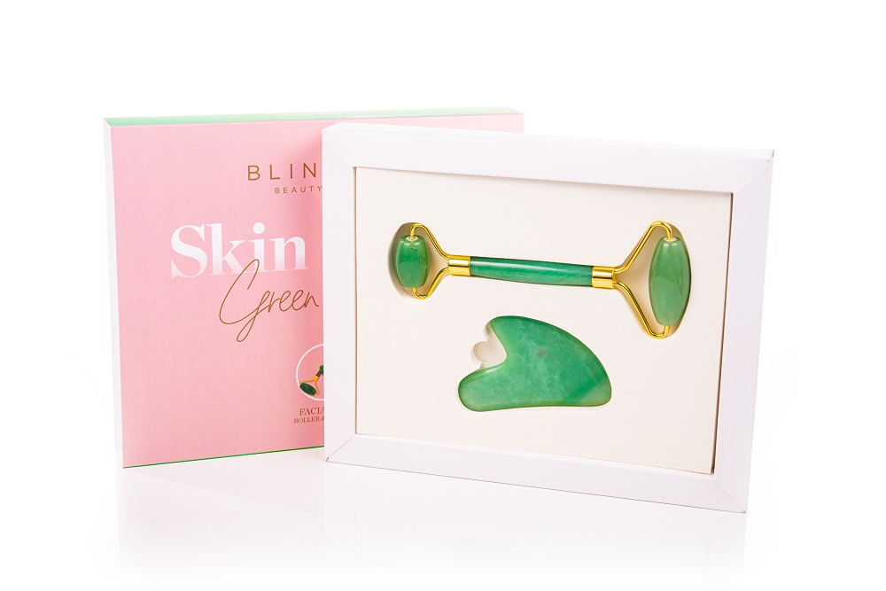 Encontraproduto.com.br - Roller e Gua Sha de Jade para Massagem Facial - Blink Lab
