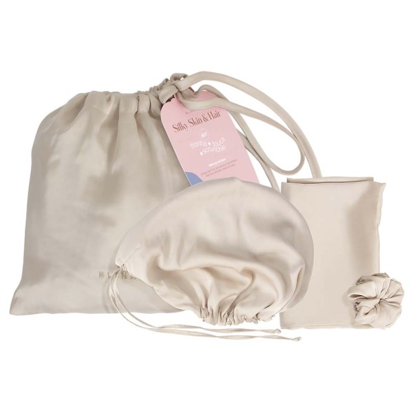 Encontraproduto.com.br - Blink Lab Kit Cetim Fronha + Touca + Scrunchie Bege