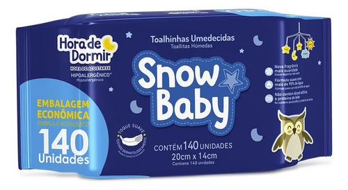 Toalhas Umedecidas Snow Baby 140 Unidades Hora De Dormir