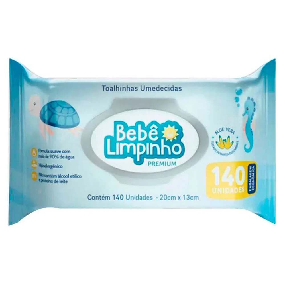 Encontraproduto.com.br - Toalhas Umedecidas Infantil Bebê Limpinho Premium com 140 Unidades