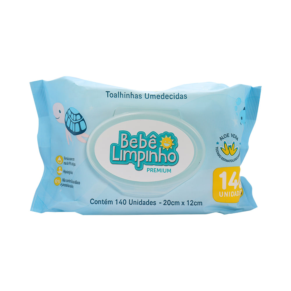 Encontraproduto.com.br - Toalhas Umedecidas Infantil Bebê Limpinho Premium com 140 Unidades