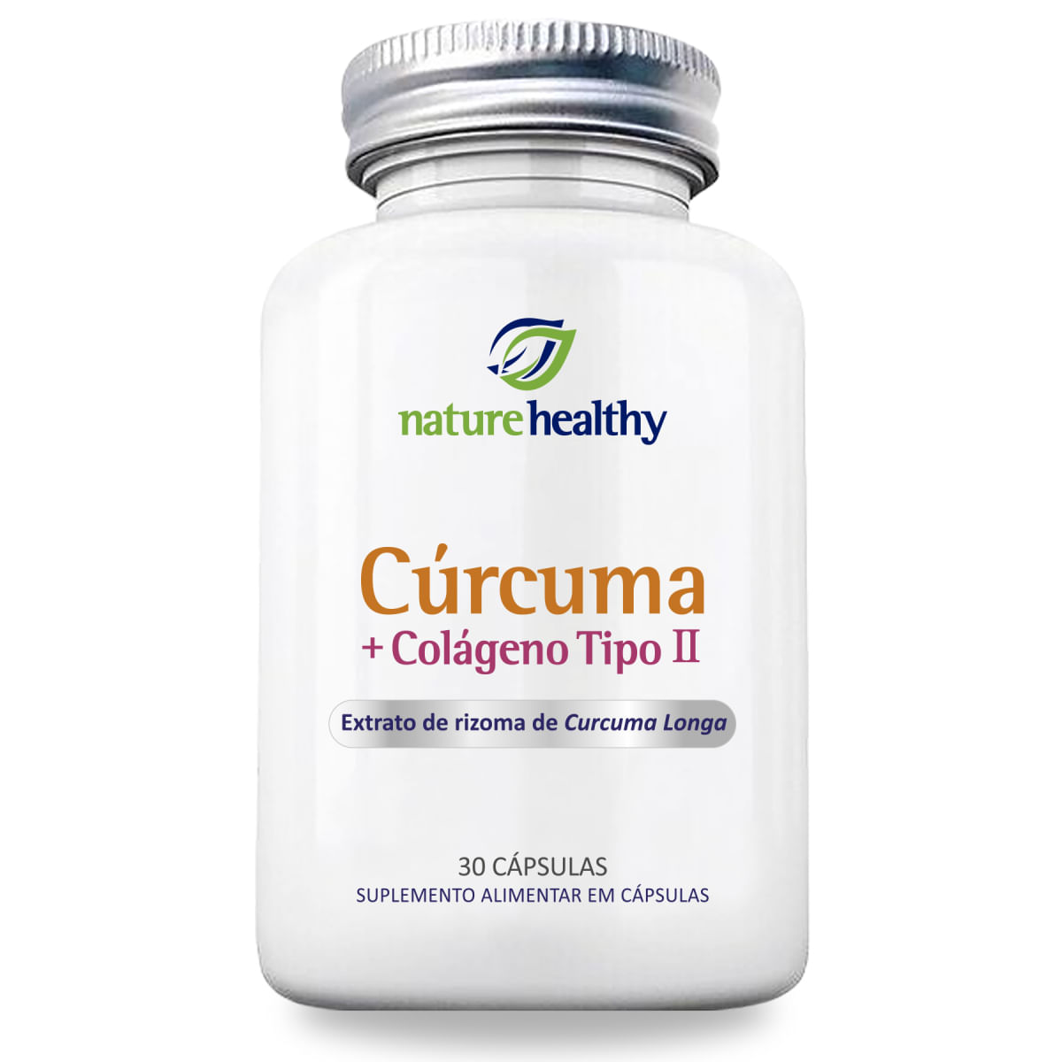 Suplemento Alimentar Nature Healthy Extrato De Rizomas De Curcuma Longa 130Mg + Colágeno Tipo II 40Mg - 30 Caps