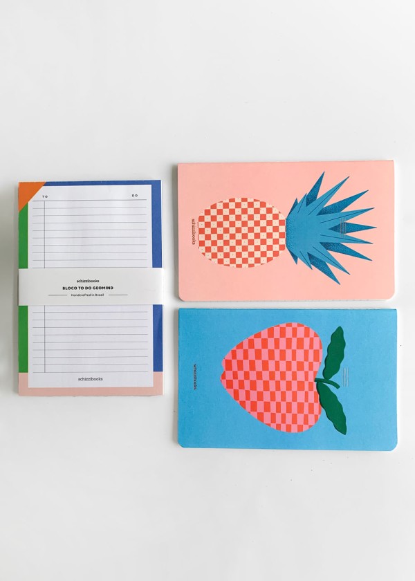 Encontraproduto.com.br - Kit Cadernos Flexíveis Abacaxi e Maçã + Bloco To Do Geomind