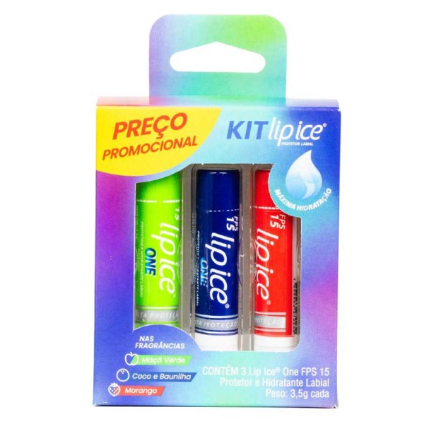 Encontraproduto.com.br - Lip Ice Cube One Kit com 3 Protetores Labiais FPS15