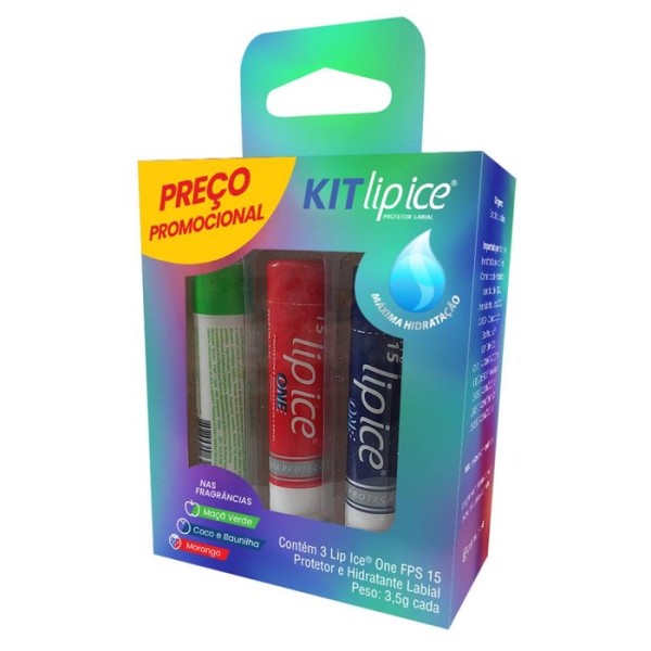 Encontraproduto.com.br - Lip Ice Cube One Kit com 3 Protetores Labiais FPS15