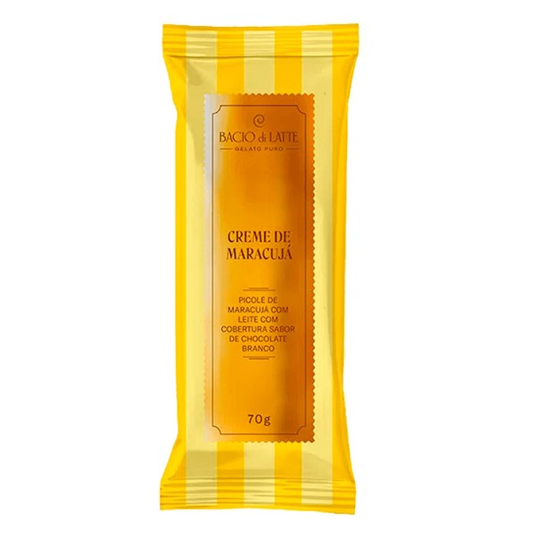 Encontraproduto.com.br - Picolé Creme De Maracujá Com Cobertura Bacio Di Latte 70 G