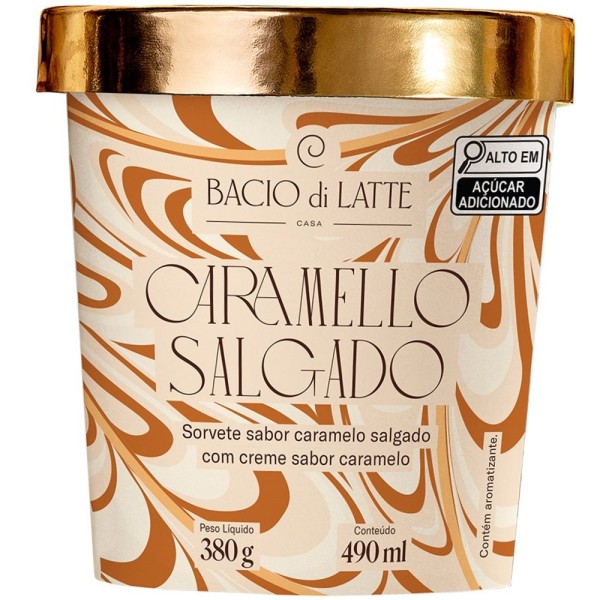 Encontraproduto.com.br - Gelato Bacio de Latte Caramelo Salgado Pote com 380g