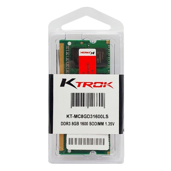 Encontraproduto.com.br - Memória Para Notebook 8gb Ktrok, Ddr3, 1600mhz, 1.35v - Kt-mc8gd31333st