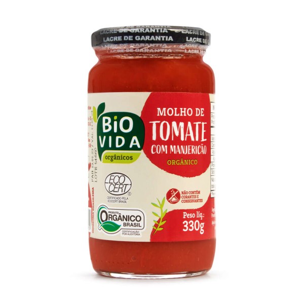 Molho de Tomate com Manjericão Bio Vida Orgânico 330g