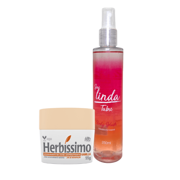 Kit Body Splash Deo Tabu 250ML Linda e Desodorante Creme Vanilla Herbíssimo 55G