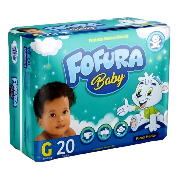 Encontraproduto.com.br - Fralda Descartável Fofura Baby Prático G c/ 24 Unid