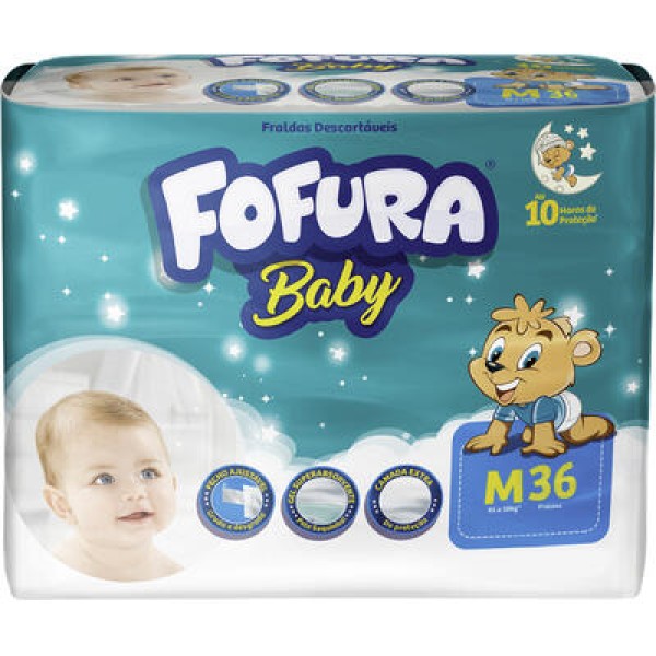 Fralda Descartável Fofura Baby Mega M Pacote com 36 unidades