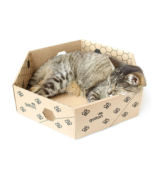 Encontraproduto.com.br - Caixa Hexagonal de Papelão BeeBox para Gatos - Gatton