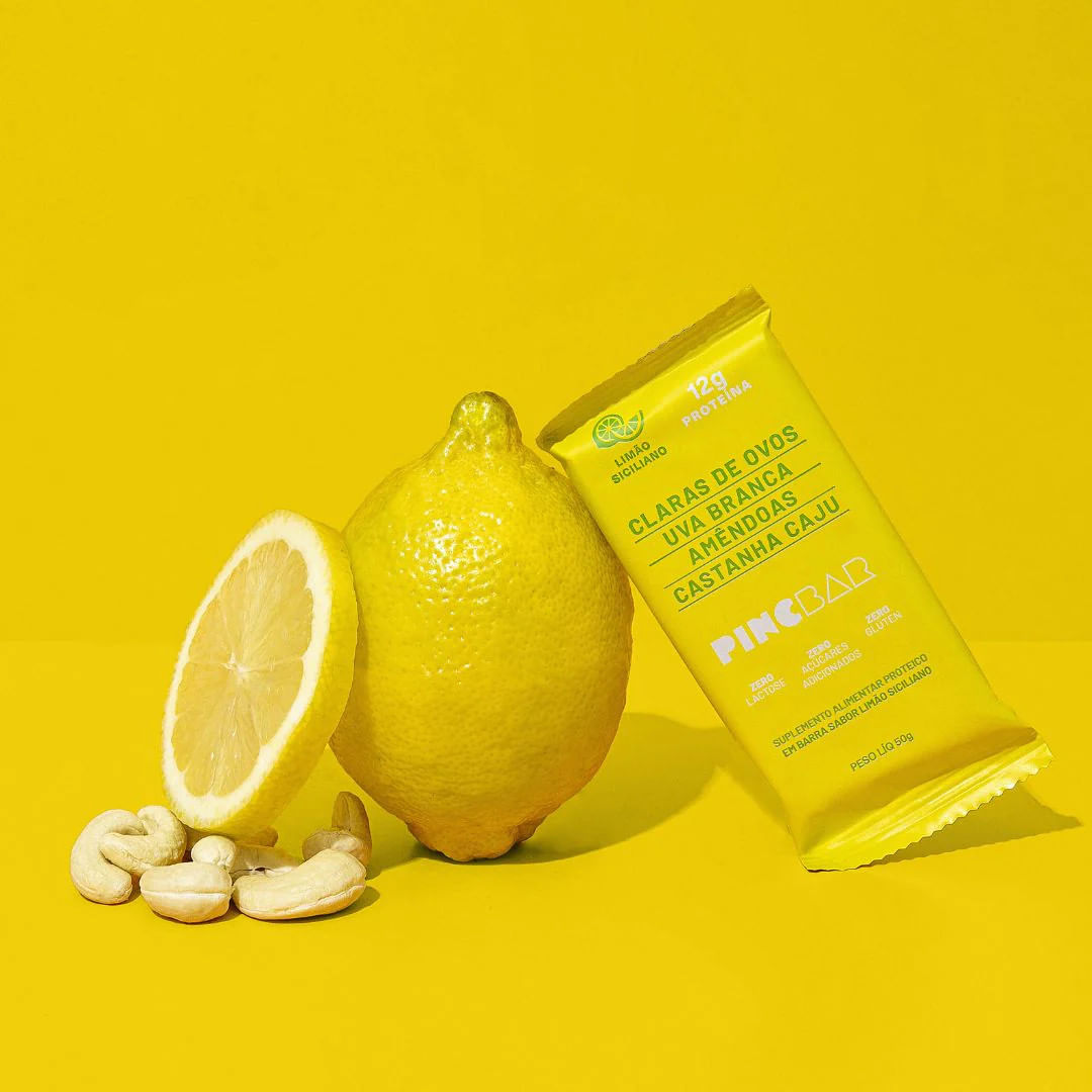 Encontraproduto.com.br - Barra de Proteína PINCBAR Limão Siciliano sem Lactose, sem Açúcar e sem Glúten 50g