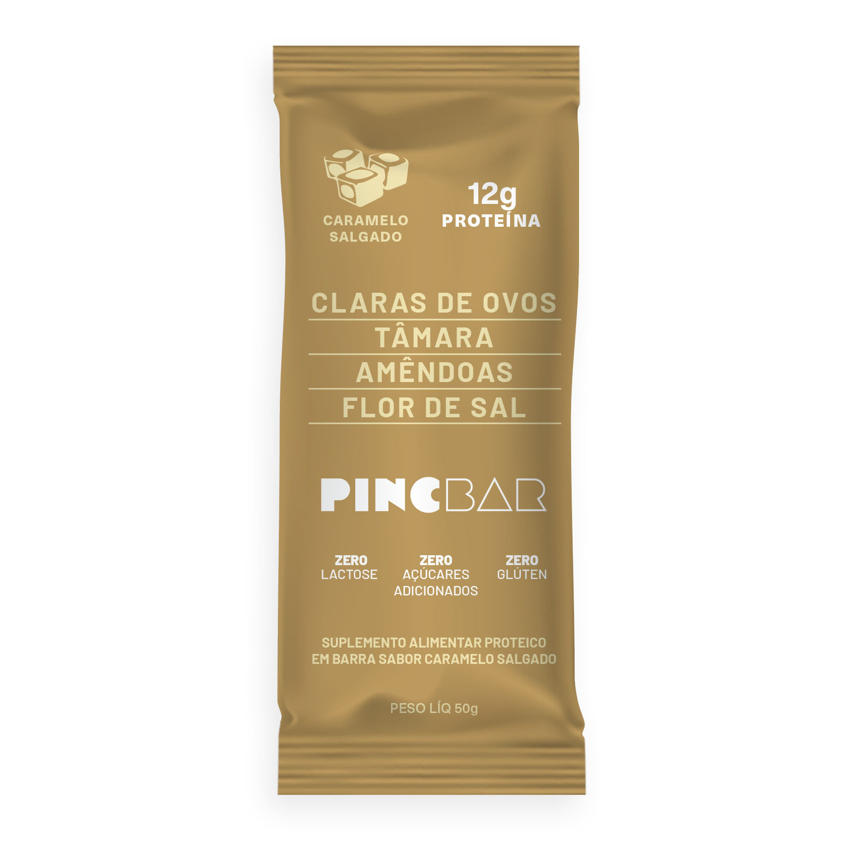Encontraproduto.com.br - Barra de Proteina PINCBAR Caramelo Salgado sem Lactose, sem Açúcar e sem Glúten 50g