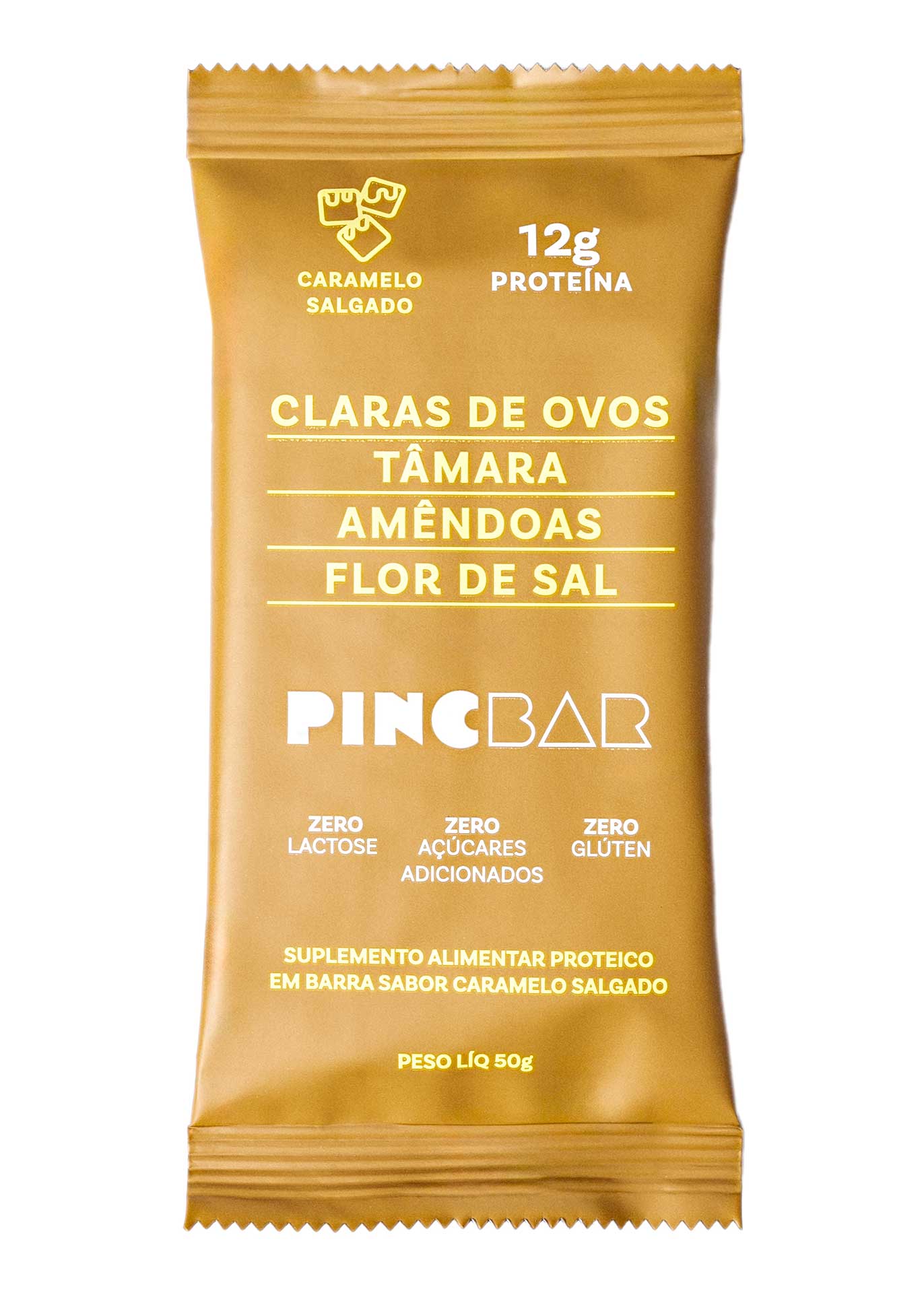 Encontraproduto.com.br - Barra de Proteina PINCBAR Caramelo Salgado sem Lactose, sem Açúcar e sem Glúten 50g