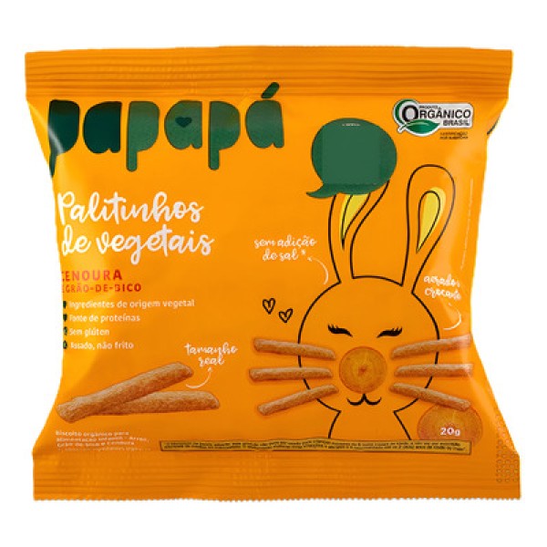 Palitinhos de Vegetais Cenoura e Grão de Bico Papapá 20g