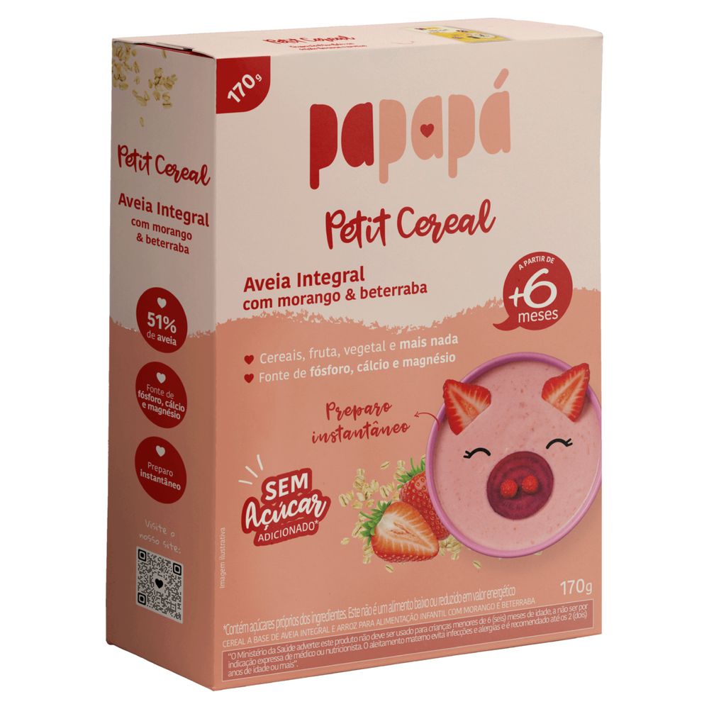 Encontraproduto.com.br - Cereal PAPAPÁ Petit Aveia Integral com Morango e Beterraba sem Açúcar 170g