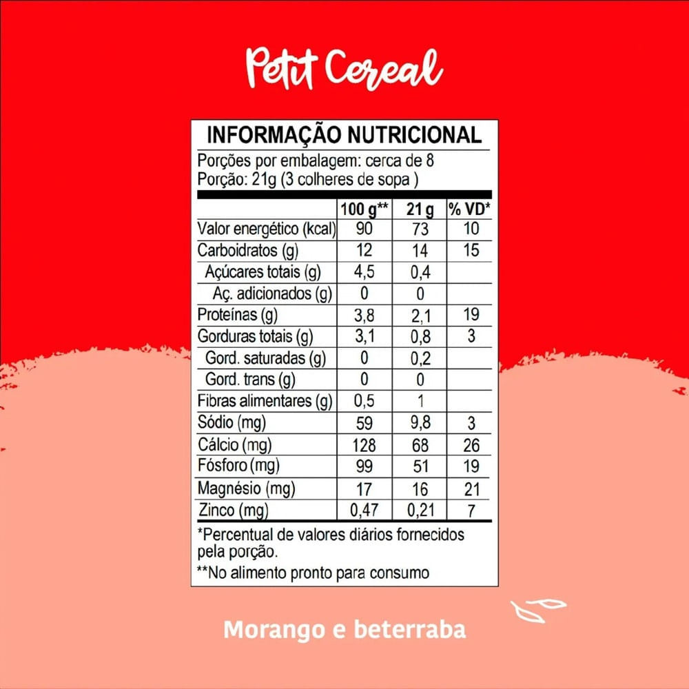 Encontraproduto.com.br - Cereal PAPAPÁ Petit Aveia Integral com Morango e Beterraba sem Açúcar 170g