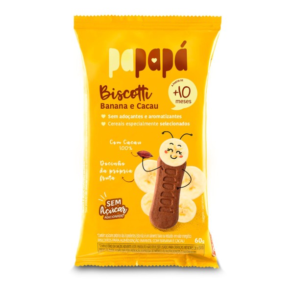 Encontraproduto.com.br - Biscoito Infantil Biscotti com Banana e Cacau Papapá 60g