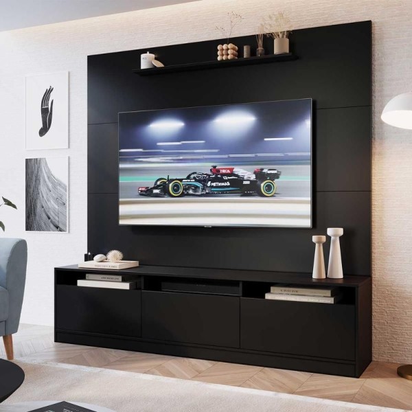 Encontraproduto.com.br - Home Theater Para Tv Com 3 Portas E 3 Nichos 1,46 M Cor:preto Preto