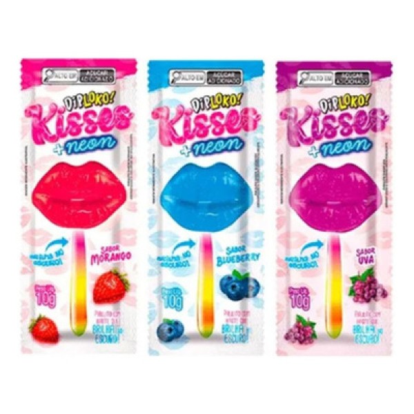 Pirulito Diploko Kisses Neon 10G