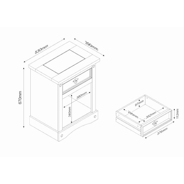 Encontraproduto.com.br - Mesa de Cabeceira em Madeira Branco Rústico 1 Gaveta Marin Brasil