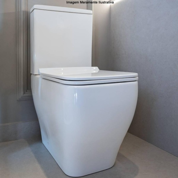 Encontraproduto.com.br - Kit Vaso Sanitário Com Caixa Acoplada E Assento Soft Close Sentiero Acqua Brasil Branco Brilhante