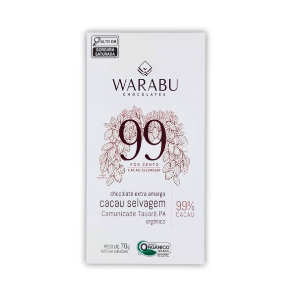 Encontraproduto.com.br - Chocolate 99% Extra Amargo com Cacau Selvagem 70g WARABU Chocolates