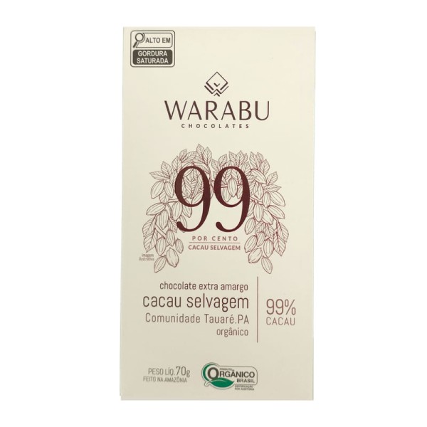 Encontraproduto.com.br - Chocolate 99% Extra Amargo com Cacau Selvagem 70g WARABU Chocolates