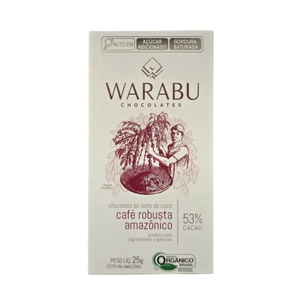 Encontraproduto.com.br - Chocolate Ao Leite De Coco Café Robusta Amazônico 53% Cacau Warabu 25g