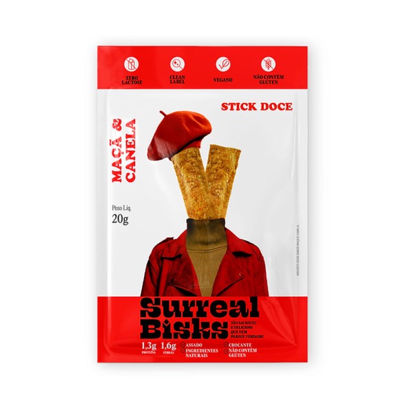 Encontraproduto.com.br - Stick Doce Sem Glúten Maça e Canela 20g Surreal Bisks
