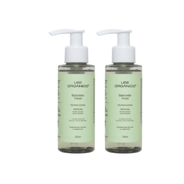 Encontraproduto.com.br - Kit com 02 Sabonetes Faciais para Pele Oleosa Miracne 120ml - Use Orgânico