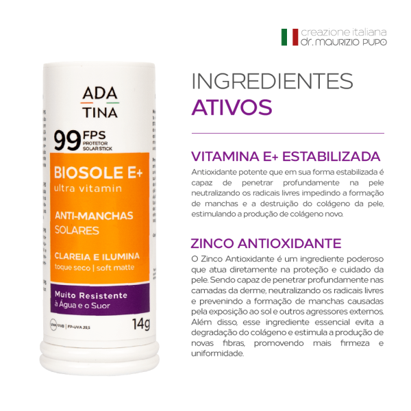 Encontraproduto.com.br - Protetor Solar Stick Clareador 12HS Biosole E Plus Ultra Vitamin FPS 99