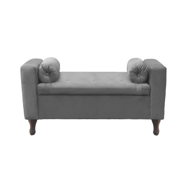 Encontraproduto.com.br - Recamier Bau Rico 140x Suede Cinza - Majú Decor