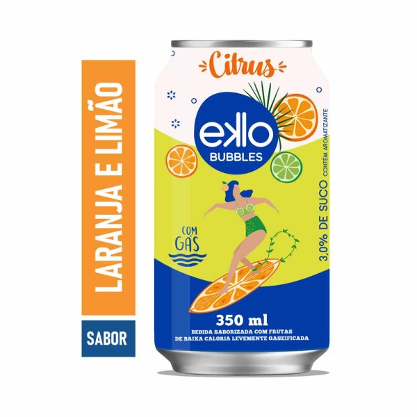 Encontraproduto.com.br - Água saborizada com gás Eklo Bubbles Sabor Citrus lata 350ml