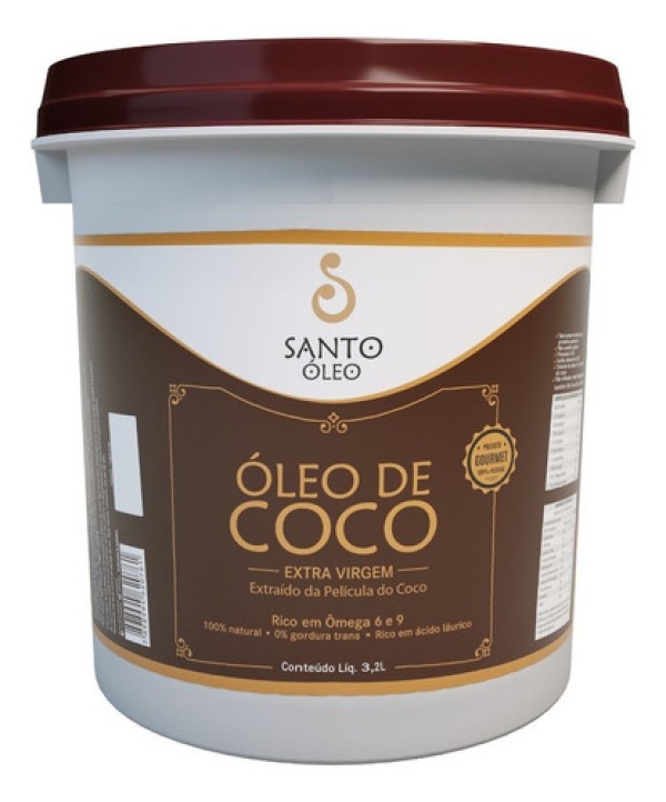 Santo Óleo De Coco Extra Virgem Da Película - Balde Com 3,2l