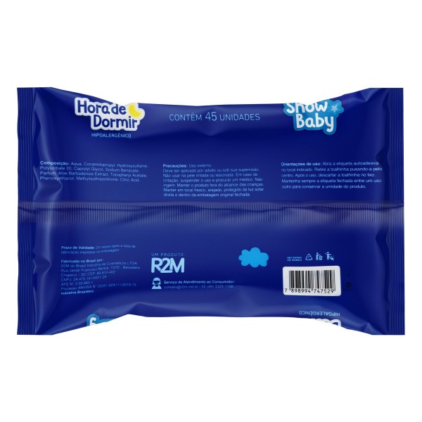 Encontraproduto.com.br - Toalha Umedecida Suave Snow Baby Hora de Dormir Pacote 45 Unidades