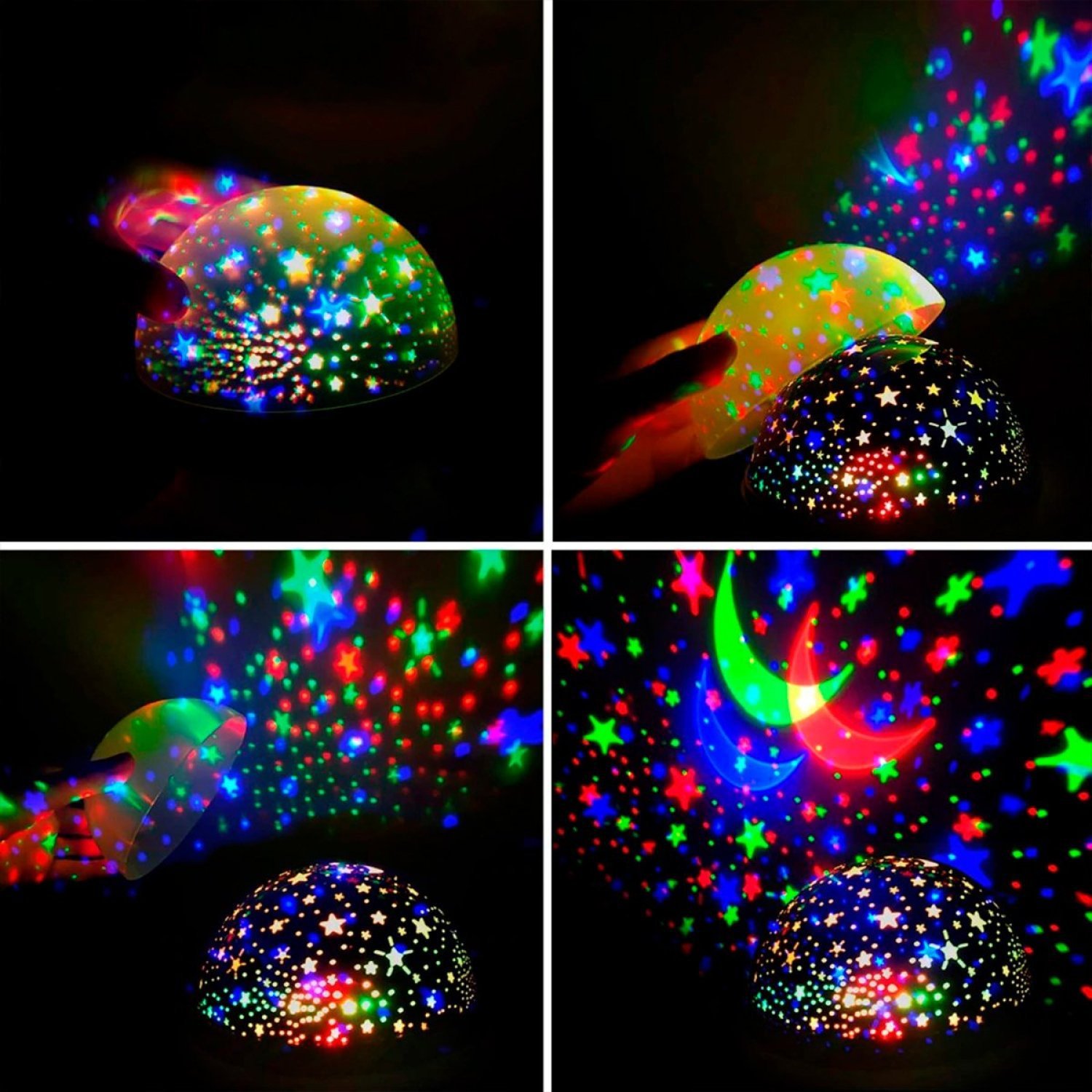 Encontraproduto.com.br - Luminária Abajur Gira Projetor Estrelas LED RGB Starry Night Decorlaser Rosa