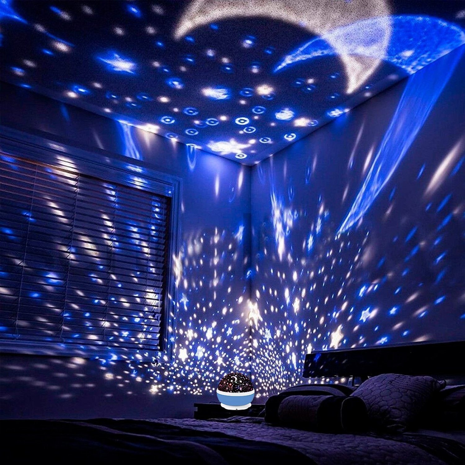 Encontraproduto.com.br - Luminária Abajur Gira Projetor Estrelas LED RGB Starry Night Decorlaser Rosa