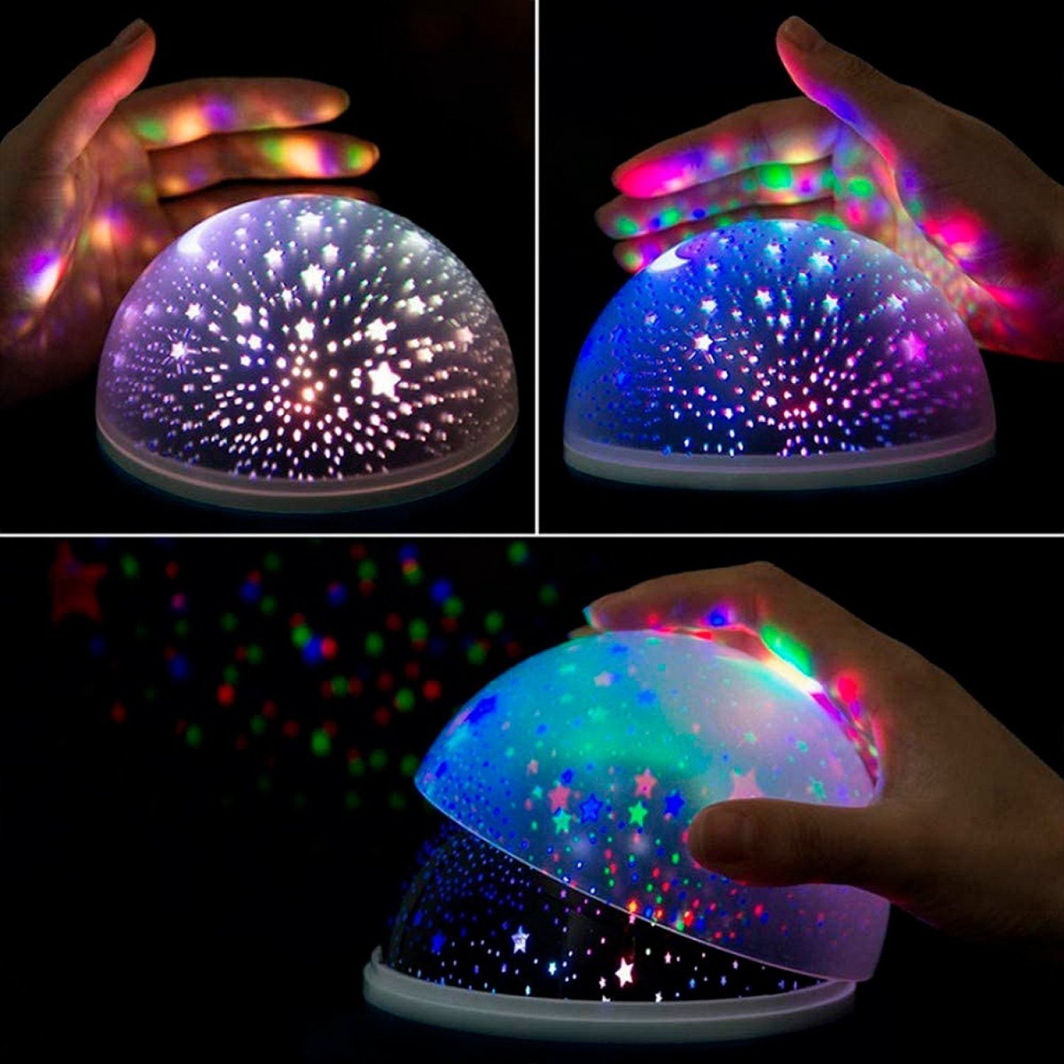 Encontraproduto.com.br - Luminária Abajur Gira Projetor Estrelas LED RGB Starry Night Decorlaser Roxo