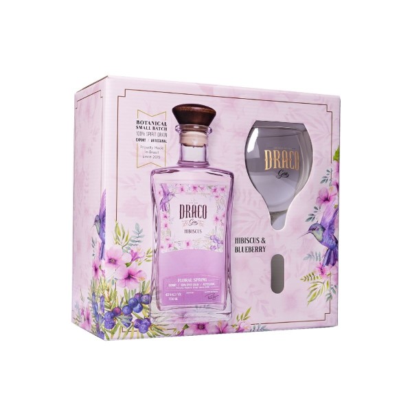 Encontraproduto.com.br - Kit Gin Hibiscus Draco 750mL + Taça