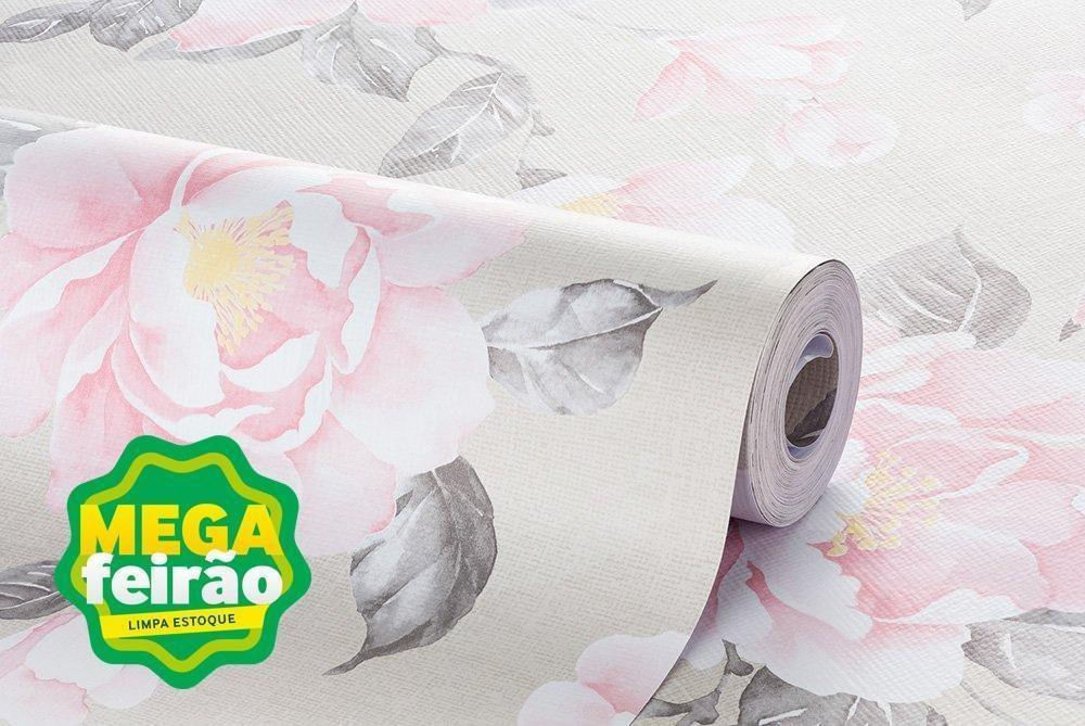 Papel de Parede Bobinex 6938 Floral Do Campo Branco e Bege
