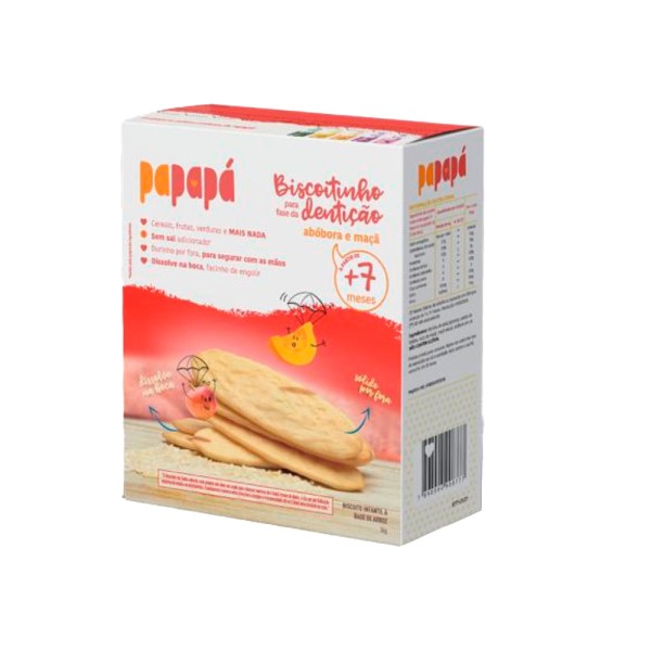 Encontraproduto.com.br - Biscoitinho para Fase da Dentição Abóbora e Maçã sem Glúten Papapá - Caixa com 36g