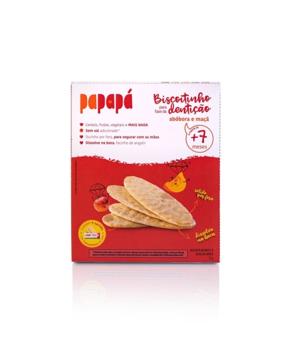 Encontraproduto.com.br - Biscoitinho para Fase da Dentição Abóbora e Maçã sem Glúten Papapá - Caixa com 36g