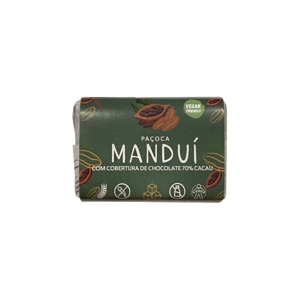 Encontraproduto.com.br - Paçoca Manduí com Cobertura de Chocolate 70% Cacau 36g